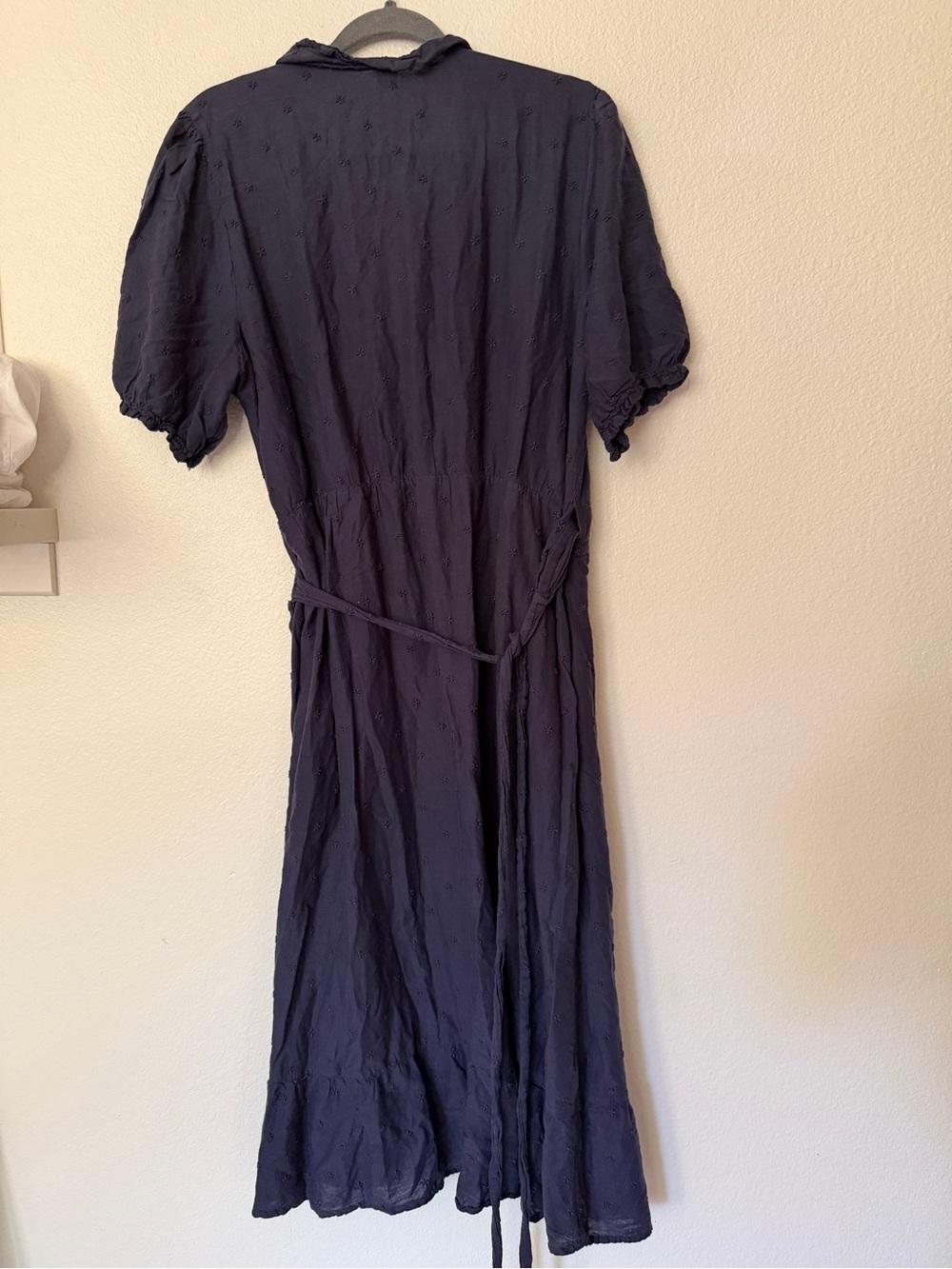Old Navy Womens Navy Blue Star Embroidered Ruffle Wrap Midi Dress XL - Picture 6 of 10